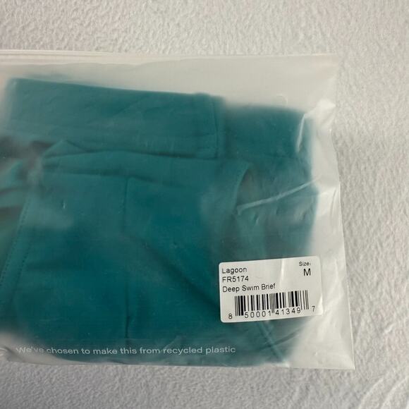 Todd Sanfield Swim Brief Men's Medium Blue Lagoon Deep Solid minimal NEW - Picture 3 of 5